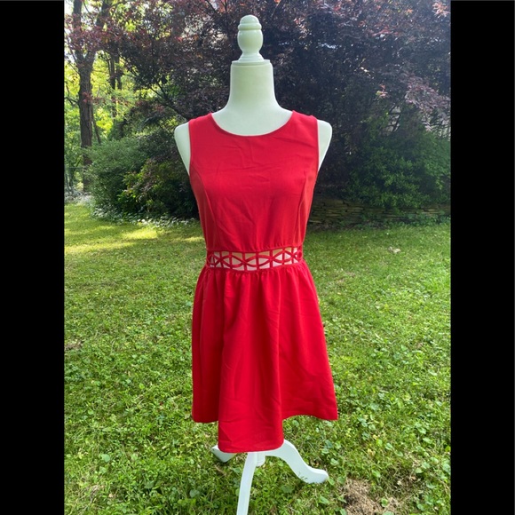 Red Dress with Cut Outs - Picture 1 of 5